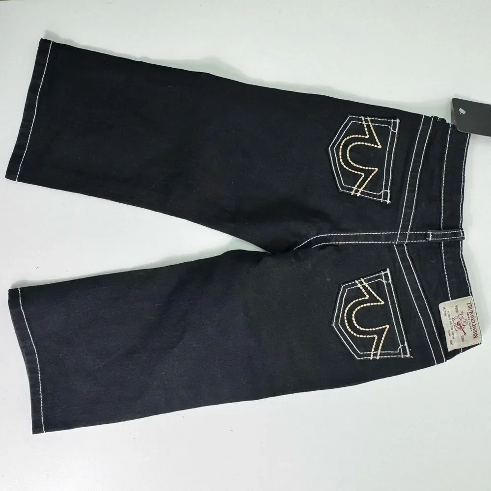 True Religion Black Kids Jeans with White Contrast Stitching Sz 3T NWT
